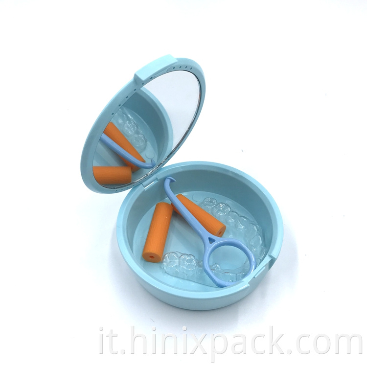 Plastic Round Shape Braces Mouthguard Case with mirror